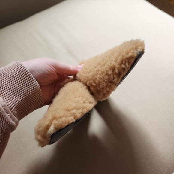 JENNI KAYNE Brown Shearling Slip On Mules - Picture 3 of 5